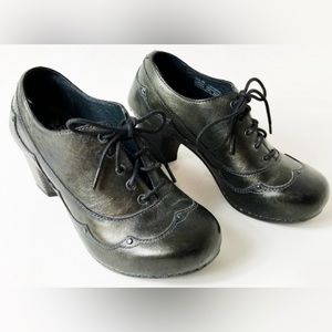 Dansko Nell Black Leather Lace up Pump Shoe Witchy Comfort Size 39